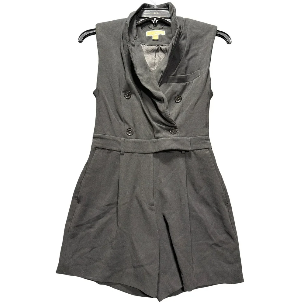 Michael Kors Romper Women 4 Black Sleeveless Double Breasted Pockets MU68W5442V